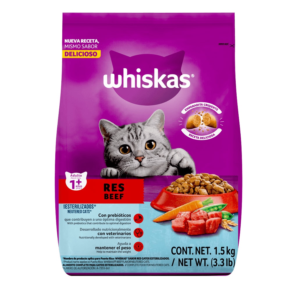Whiskas® Alimento Seco para Gatos Esterilizados Res - 1