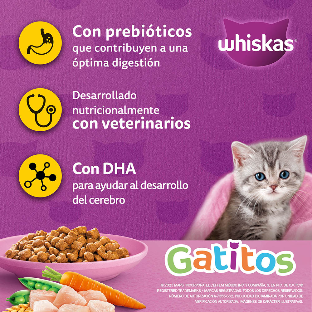 Whiskas® Alimento Seco para Gatitos Pollo - 3