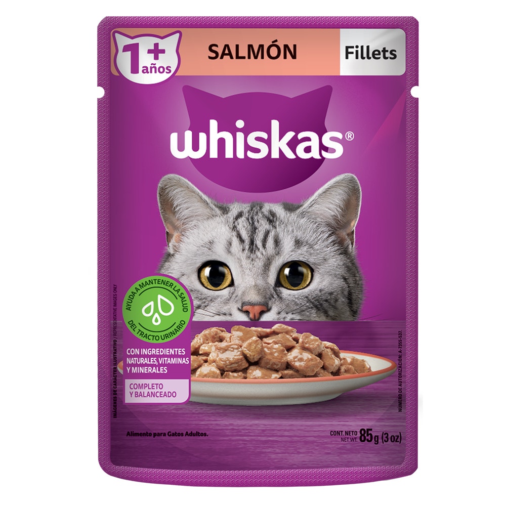 Whiskas® Alimento Húmedo para Gatos Salmón en Soufflé - 1