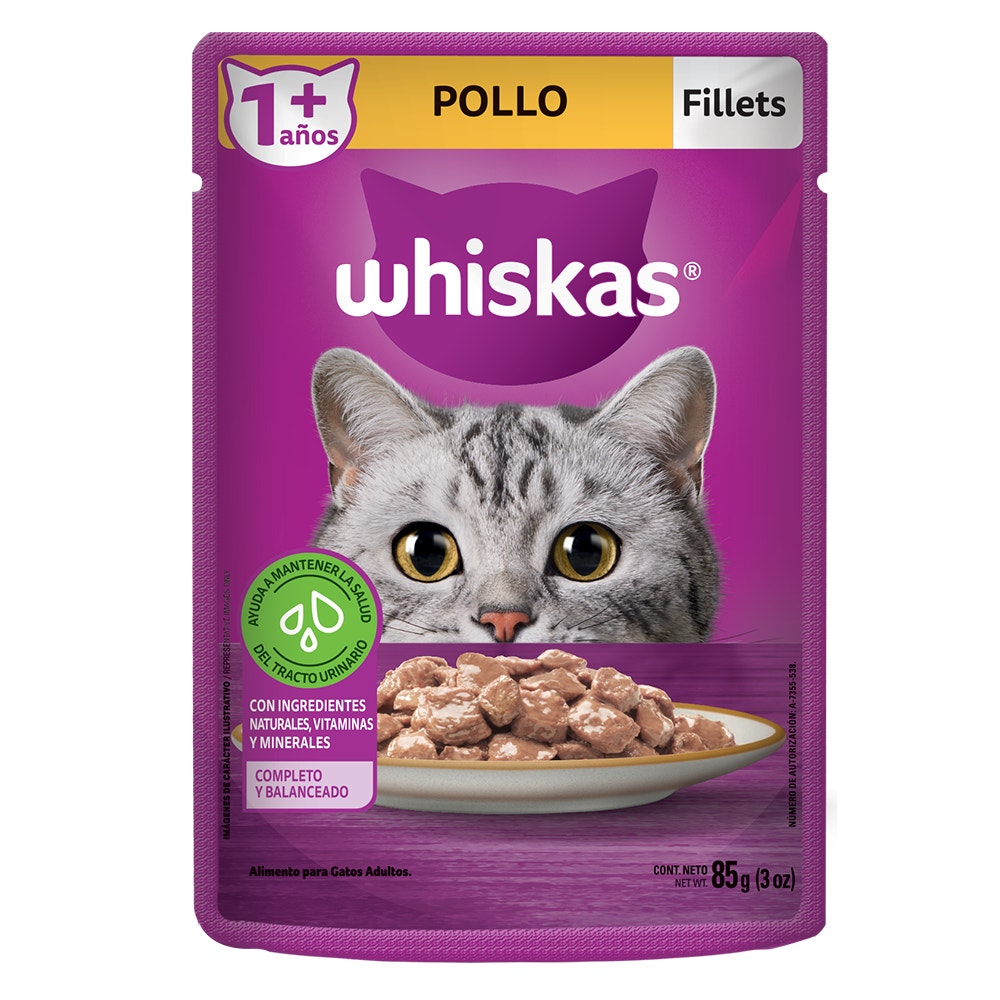 Whiskas® Alimento Húmedo para Gatos Pollo en Fillets - 1