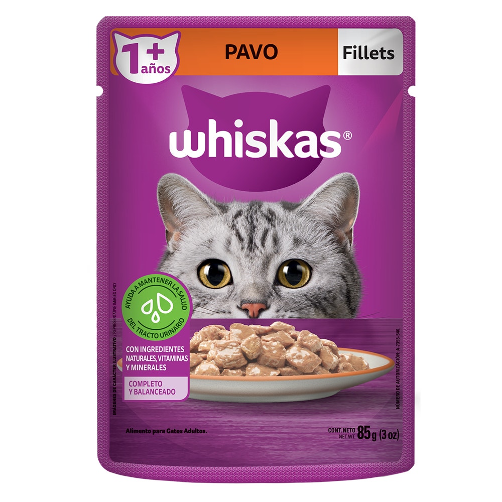 Whiskas® Alimento Húmedo para Gatos Pavo en Fillets - 1