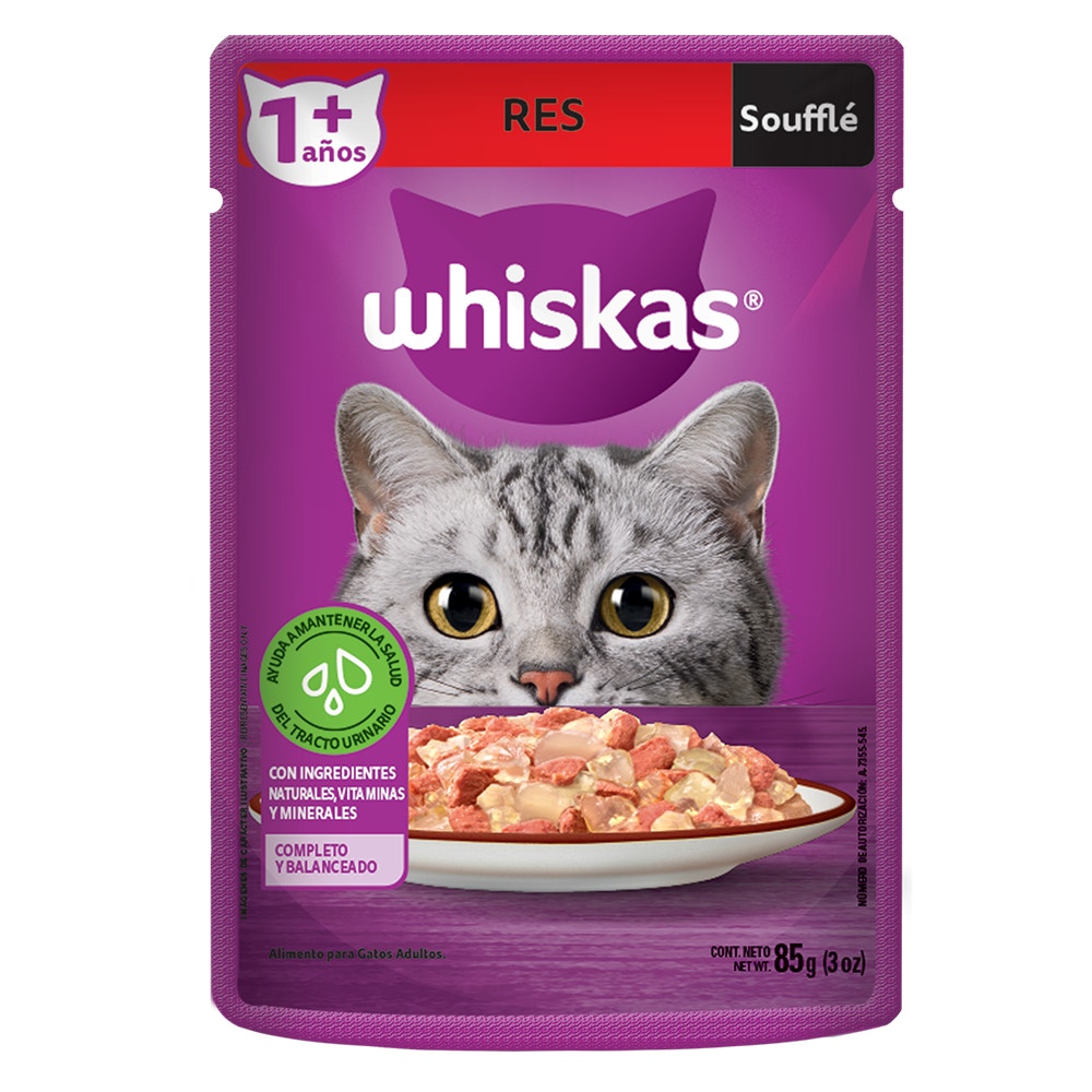 Whiskas® Alimento Húmedo para Gatos Res en Soufflé - 1