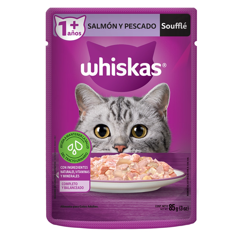 Whiskas® Alimento Húmedo para Gatitos Salmón y Pescado en Soufflé - 1