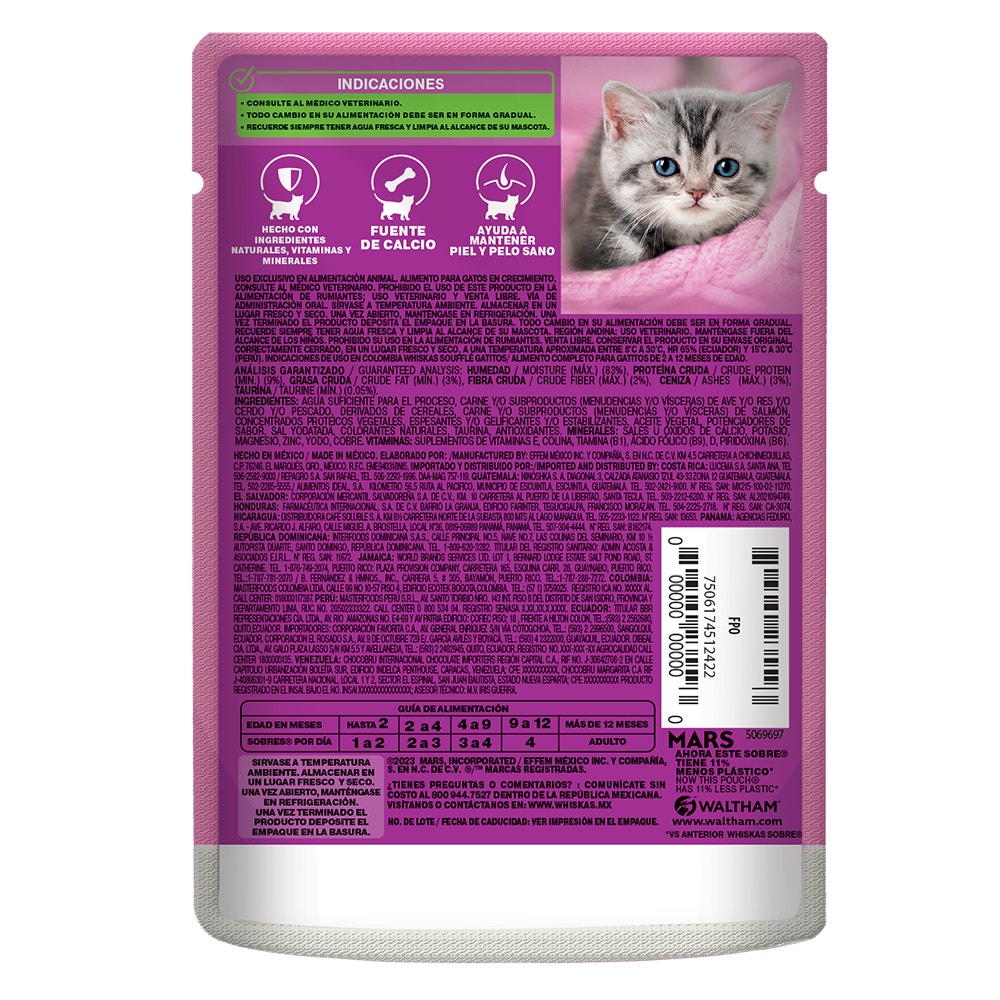 Whiskas® Alimento Húmedo para Gatitos Salmón en Soufflé - 2
