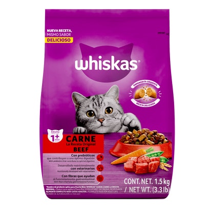 Whiskas® Alimento Seco para Gatos Carne La Receta Original