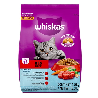 Whiskas® Alimento Seco para Gatos Esterilizados Res