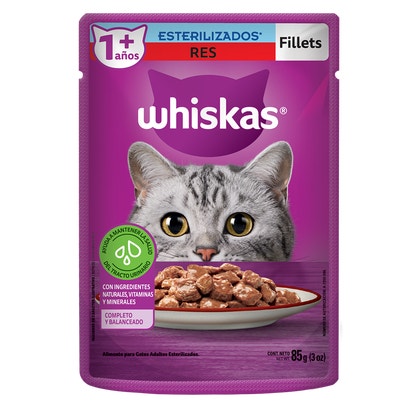 Whiskas Alimento Húmedo para Gatos Esterilizados Res en Fillets