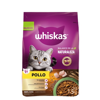 WHISKAS® Alimento Seco Para Gatos Adultos Balance de la Naturaleza Pollo